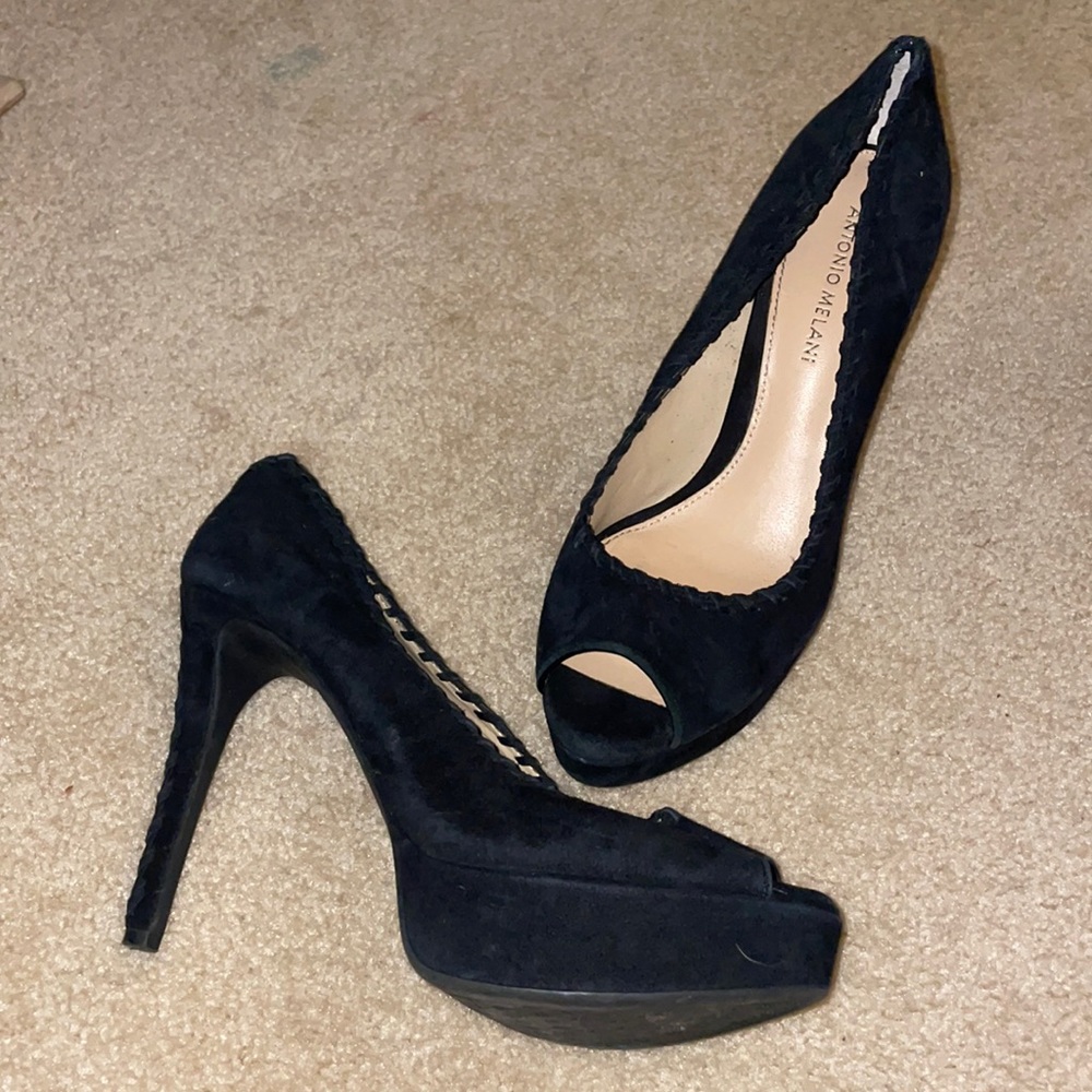 Suede X Peep Toe - image 2